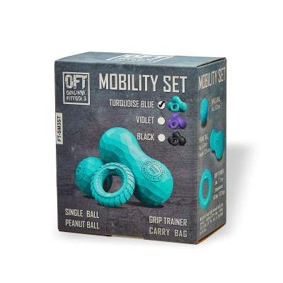 Набор из двух массажных мячей с кистевым эспандером бирюзовый