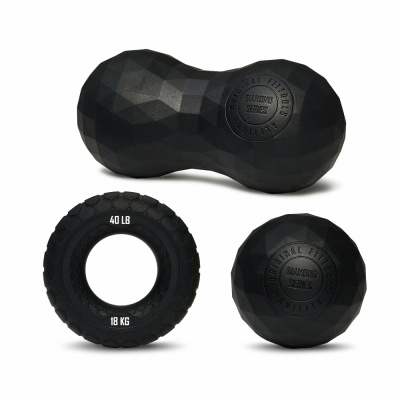 Набор из двух массажных мячей с кистевым эспандером черный