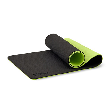 Коврик для йоги 10 мм двухслойный TPE черно-зеленый