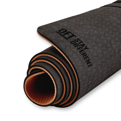 Коврик для йоги 10 мм двухслойный TPE черно-кофейный