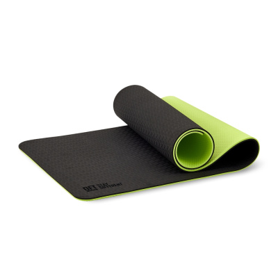 Коврик для йоги 10 мм двухслойный TPE черно-зеленый
