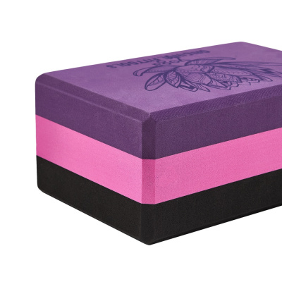 Блок для йоги трехцветный премиум в коробке