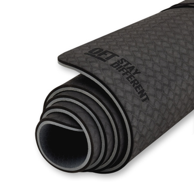 Коврик для йоги 10 мм двухслойный TPE черно-серый