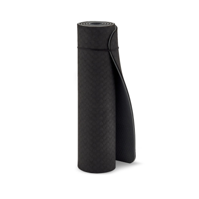 Коврик для йоги 10 мм двухслойный TPE черно-серый