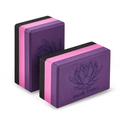 Блок для йоги трехцветный премиум в коробке