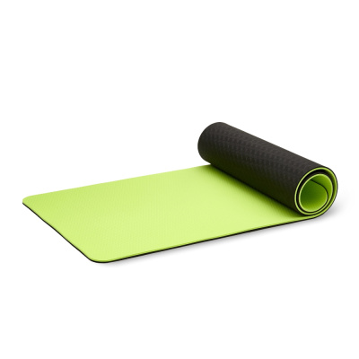 Коврик для йоги 10 мм двухслойный TPE черно-зеленый