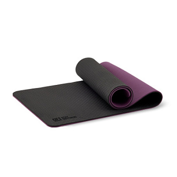 Коврик для йоги 10 мм двухслойный TPE черно-фиолетовый