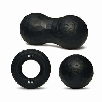 Набор из двух массажных мячей с кистевым эспандером черный