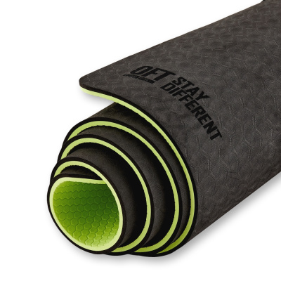 Коврик для йоги 10 мм двухслойный TPE черно-зеленый