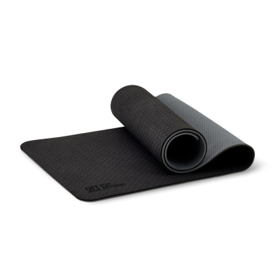 Коврик для йоги 10 мм двухслойный TPE черно-серый