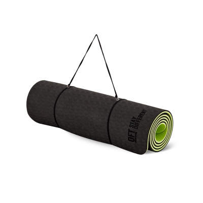 Коврик для йоги 10 мм двухслойный TPE черно-зеленый